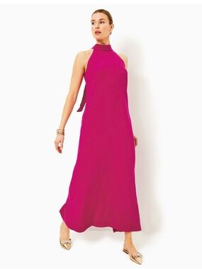 NEW WITH TAGS! Lilly Pulitzer Alaric Halter Maxi Dress in Mystique Pink. SIZE 8